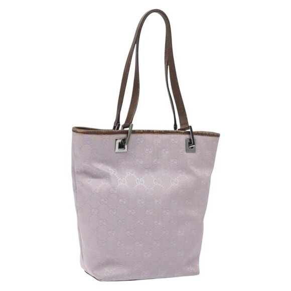 GUCCI GG Canvas Tote Bag Purple Silver 31244 Auth 131330 - Picture 1 of 15
